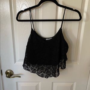 Charlotte Russe Black Lace Crop Top | Size Large